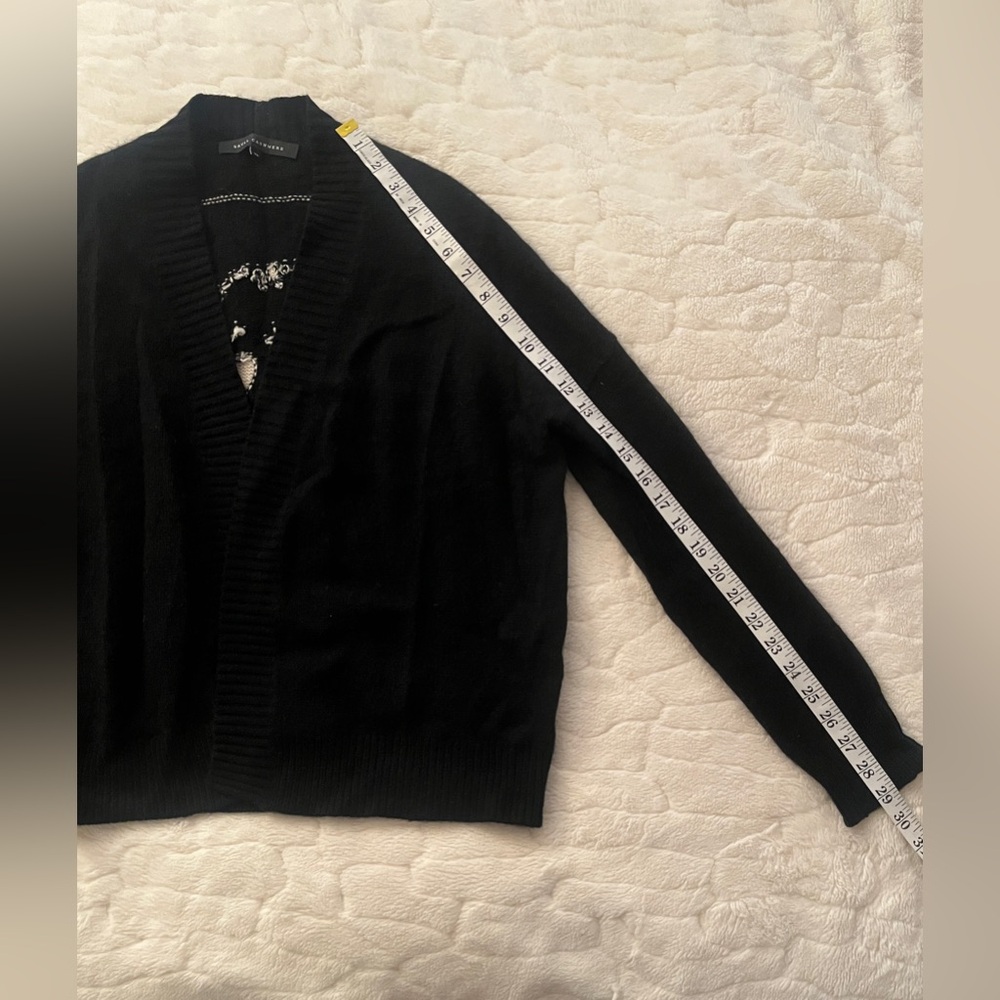 Skull Cashmere Black LIng Sleeve Cashmere CardiganEmbroidered Skull on Back XS - Picture 8 of 8